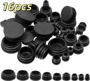 16PCS Black Round Plastic Blanking End Cap Tube Pipe Inserts Plug Bung Insert Stopper For Chair Leg Pipe Tapon Tubo 10mm-60mm