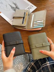 Simple Wallet Womens Short Genuine Leather 2024 New Arrival Large Capacity Multi-Card Position First Layer Cowhide Pull-Belt Wallet Vertical