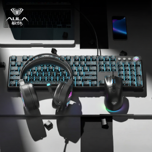 AULA | Gaming Office Mechanical Keyboard and Mouse Set Blue/Red/Tea Axis