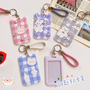 🎀Ready Stock🎀Ins Transparent Cute Key Chain ID Credit Card Holder Student Bus Card Case Access Card Cover🧸卡通透明钥匙扣创意学生可爱卡套🧸