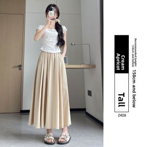 YAYANGREN | Black Pleated A-Line Long Skirt