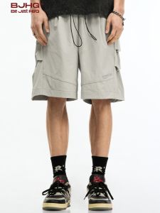 BJHG American Style Quick Dry Workwear Shorts Men Summer Trend Loose Grey Sports Five-Quarter Beach Casual Pants