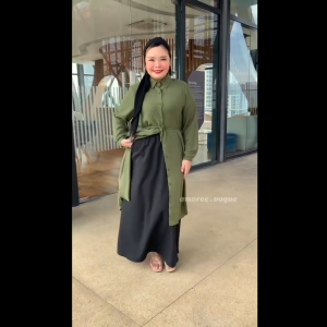 Plus Size (XL-4XL) Embroidery Full Button Nursing Friendly Collar Long Blouse Muslimah (4870)