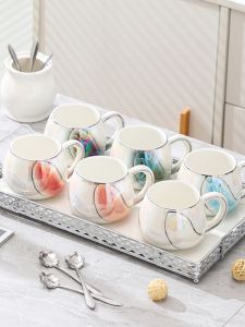 European Luxury Ceramic Cup Set Coffee Mug Dining Cup Tea Cup Home Living Room Guest Cup Household Dining Table Set