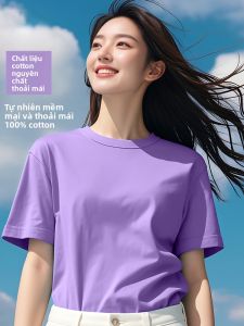 FANWUJINHUANG | Áo Thun Cổ Tròn Màu Tím In Logo Theo Yêu Cầu