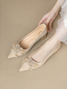 Josiny | Elegant French Pointed Toe Chunky Heel Shoes