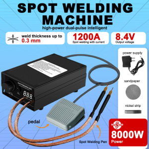 HORMY | 8000W Portable Spot Welder Cordless Welding Equipment Digital Control With Foot Pedal For 18650 Battery Pack 0.3mm Nickel Strip
