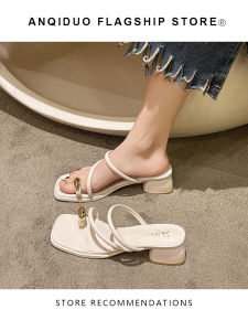 French Style Fashionable Womens Summer Sandals Open Toe Roman Shoes High Heel Outdoor Wear Match All Midi Footwear Fairy Wind
