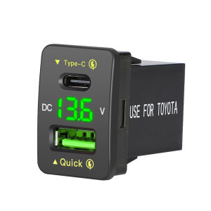 66W USB PD & QC3.0 Mobile Phones Fast Charge for Toyota Type C Power Socket with LED Voltmeter 12V 24V Car Charger Accessories