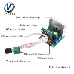 TDA7297 Bluetooth 5.0 Stereo bảng khuếch đại-15W + 15W kênh đôi đầu ra Bộ thu âm thanh không dây mô-đun với AUX/đầu vào USB AC/DC 7-12V Hi-Fi Bộ khuếch đại công suất cho loa