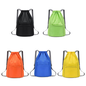 MOJOYCE Beach Drawstring Backpack Waterproof String Shoulder Yoga Bag Portable Zipper Oxford Cloth for Swimming Sports for Yoga Fitness
