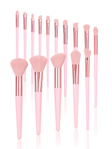 สีชมพู 15 ชิ้นชุดแปรงแต่งหน้าระดับไฮเอนด์นุ่มและปุยชุดแปรงแต่งหน้ามืออาชีพพร้อมถังเก็บกันน้ําสําหรับเดินทาง