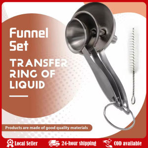 3 In 1 Funnels For Filling Bottles Stainless Steel Small Kitchen Funnel Set For Transferring Essential Oils Liquid Stainless Steel Funnels With Cleaning Brush Set Of 3 Small Funnel Set For Transferring Essential Oils Liquid Fluid Spice