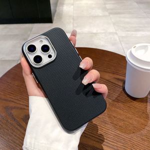 Ốp Điện Thoại Da Giả Mờ Cao Cấp Cho iPhone 17/16/15/14/13 Pro Max - Vỏ Bảo Vệ Silicon Mềm Chống Sốc Với Bảo Vệ Ống Kính