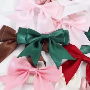 10Pcs/lot Satin Ribbon Bows Multicolor Double Layer Bowknots for DIY Headwear Clothing Gift Wedding Party Crafts Decoration