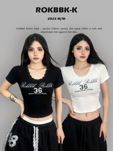 Hip-hop Jazz Streetwear Fashion Tee Womens Slim-fit Short-sleeve