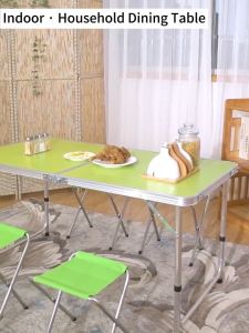 LUVHOME Folding Table Height-Adjustable Foldable Table With Chair Set Outdoor Portable Camping Table Home Dining Table