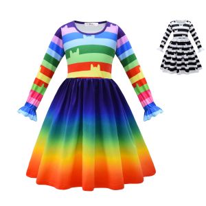 {Sweet Baby} Summer Baby Girl Rainbow Long Sleeve Dress Gabbys Dollhouse Dress For 3 4 5 6 7 8 years old