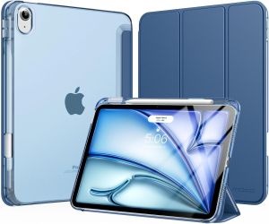 MoKo for iPad Air 11 inch Case M3/M2 2025/2024 iPad Air 5th/4th Gen 10.9 inch Case 2022/2020 with Pencil Holder Slim Lightweight Trifold Cover with Hard PC Translucent Back Shell Tablet Protive Cover