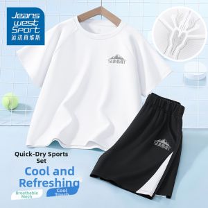 JEANSWEST SPORT | Moisture-wicking Ice Silk Childrens T-shirt and Shorts Set