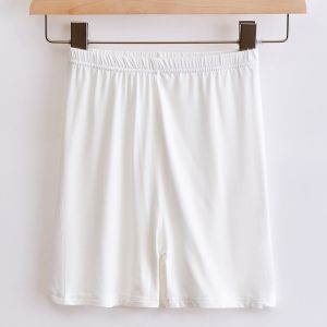 Girls Safety Pants Ice Silk White Summer Thin Outerwear Three-Quarter Bottoms High Waist Shorts Non-Elastic Waistband