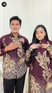 Baju Batik Couple Pasangan Tunik Kemeja Lengan Panjang Atasan Pria Wanita Busui Seragam Kantor Model || BY ALZAHRA
