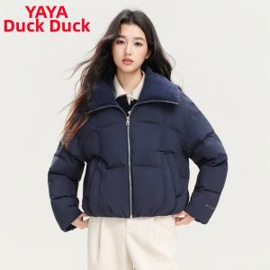 Warm Stylish Turn-down Collar All-match Womens Down Jacket