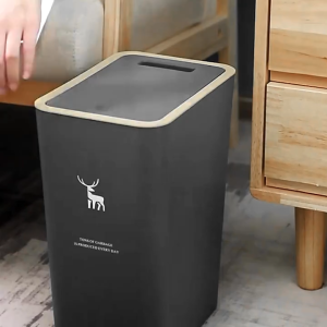 Nordic Trash Can with Cover Trash Bin Press Lid Garbage Bin for Kitchen Bathroom-13L
