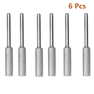 6/12Pcs Diamond Coated Cylindrical Chainsaw File 4/4.8/5.5mm Chain Sharpening File with Burrs Rotary Grinding Tool Accessories
