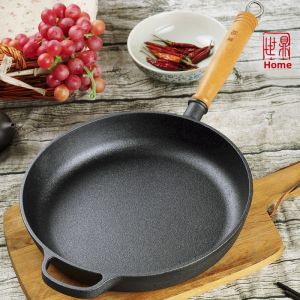 Old-Fashioned Cast Iron Pan Frying Pan Griddle Pancake Steak Frying Pan Uncoated Non-Stick Pan Household Induction Cooker Neutral