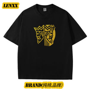 KING Twin Tide Luxury 230g Gold Embossed Pure Cotton Short Sleeve Mens T-shirt Summer Loose Casual Base Shirt