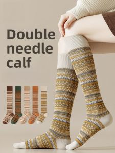 Miiow | Womens High-Tube Long Tube Socks Anti-Slip Pressure Cotton Polyester Nylon Blend Autumn Winter Knee-Pad Cat Person Double Needle