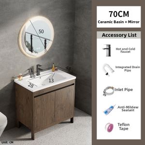 Walnut Ceramic Sink Vanity Set