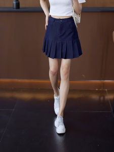 Deep Blue High Waist A-Line Mini Skirt Womens Summer New Style Versatile Loose Fashionable Half-length Skirts for plus Size