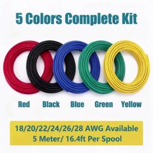 18/20/22/24/26/28 AWG Silicone Electric Wire 5 meter/16.4ft- Soft Flexible Tin-Copper Wire High Temperature Resistant