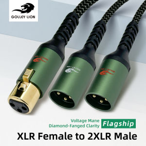 GOLLEY LION XLR Female to Dual XLR Male Cable | Silver-Plated Copper | Pro Audio Splitter for Stage/Studio/Mixer