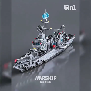 6 In 1 บล็อคตัวต่อ ตัวต่อของเล่น รถถัง รถ รถไฟ หุ่นยนต์ เรือบรรทุกเครื่องบิน