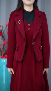 Fashionable Long Sleeve Thickened Womens Dress Set Spring Autumn New Style Slimming Outerwear And Skirt Two-Piece Ensemble