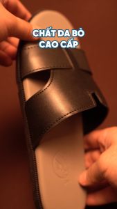 Dép nam quai ngang thời trang YVY Store dép da đế cao su non đúc nguyên khối chống trơn trượt. déph DéP Đế Bằng