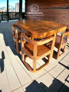 marble table natural / set meja makan aesthetic
