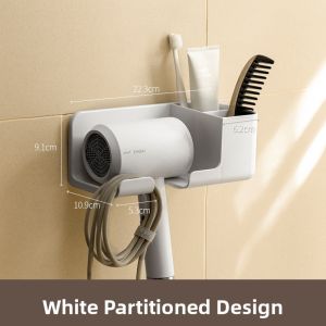 LANJIAOLUO | No-Drilling Bathroom Wall Mounted Hair Dryer Shelf