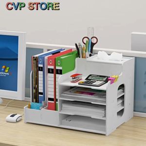 Kệ Hồ Sơ Văn Phòng Gỗ Nhựa Cao Cấp Giá Kệ Để Tài Liệu Đa Năng Kết Hợp Hộp Đựng Giấy Không Cong Vênh Kích Thước 40*28*32 (cm)