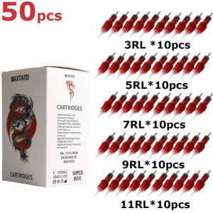 50pcs Tattoo Needle Cartridge Mixed Size 3RL 5RL 7RL 9RL 11RL Disposable Tattoo Needle Round Liner Shader For Eyebrow Tattoo Pen