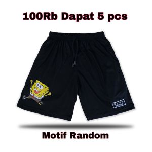 celana pendek pria motip distro boxer sablon DTF motif gambar keren kece murah 100 ribu dapat 5 pcs