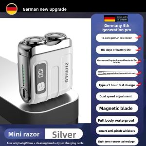 MONLEYTA | German Quality Electric Shaver 2024 New Mens Travel Portable Mini Rotary Shaving Razor Stainless Steel Blade Skin Care Fast Charge