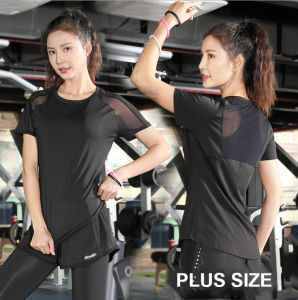 🇲🇾(READY STOCK KL) Plus Size FELLO Lady Women Korean Exercise Sport T-Shirt Quick Dry Tops Short Sleeve Running Gym Baju Sukan Sejuk Wanita Perempuan Sekolah Yoga Shirt