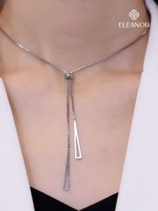 Dây chuyền nữ titan Eleanor Accessories vòng cổ dây rút mặt hình tam giác đôi phụ kiện trang sức 3880