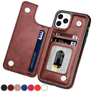 Retro PU Flip Leather Case For iPhone 15 14 13 12 11 Pro Max SE 2022 2020 X XR XS Max 8 7 6 6s Plus Multi Card Holder Case Cover
