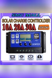 Semper 12V/24V Auto work 10A 20A 30A PWM Battery Solar Charge Controller with LCD Output Solar Cell Charger Regulator