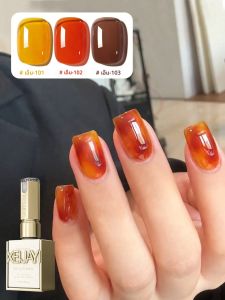 3 ชิ้น 15 มิลลิลิตร Amber orange เล็บเจลชุดกึ่งถาวรเล็บแช่ UV LED เล็บ Salon DIY เล็บเจลสําหรับฤดูใบไม้ผลิและฤดูร้อน